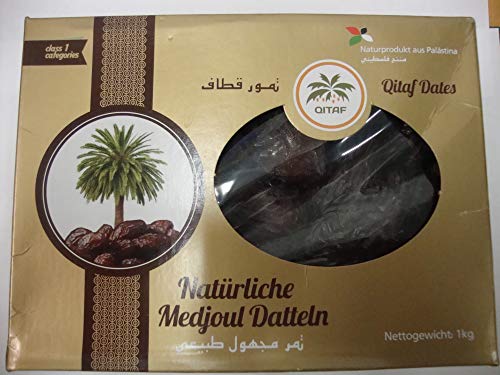 Dátiles Medjool de Palestina | 1 Kg de Dátiles de Origen Natural | Deshidratados | Sin azufre y Sin Azúcar | Frutos Secos Crudos | Veganos y Vegetarianos | Dorimed