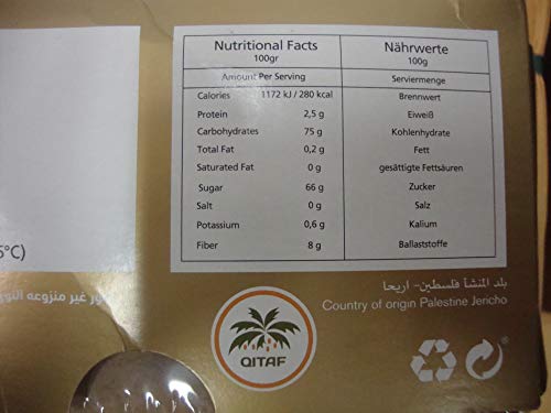 Dátiles Medjool de Palestina | 1 Kg de Dátiles de Origen Natural | Deshidratados | Sin azufre y Sin Azúcar | Frutos Secos Crudos | Veganos y Vegetarianos | Dorimed