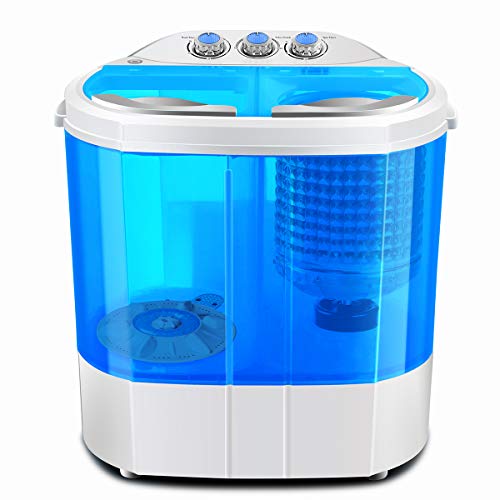Dawoo Lavadora portátil Daewoo 220V, mini lavadora, lavadora transparente de doble cilindro (azul)