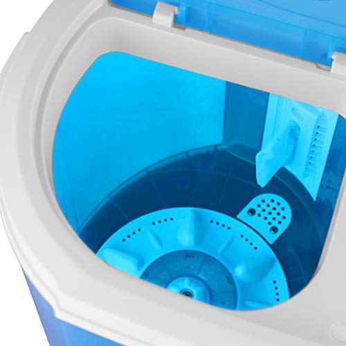 Dawoo Lavadora portátil Daewoo 220V, mini lavadora, lavadora transparente de doble cilindro (azul)