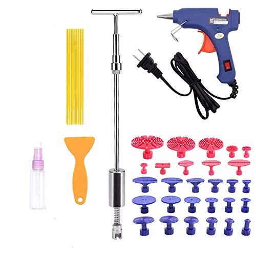 DAXGD Herramientas de reparación de abolladuras sin Pintura, Kits de reparación de abolladuras de carrocería con Herramienta de Junta de Dibujo de tracción Mixta 28pcs
