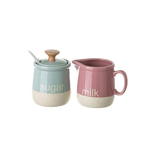 D,casa - Azucarero Y Jarra Tendence Stoneware Color Pastel
