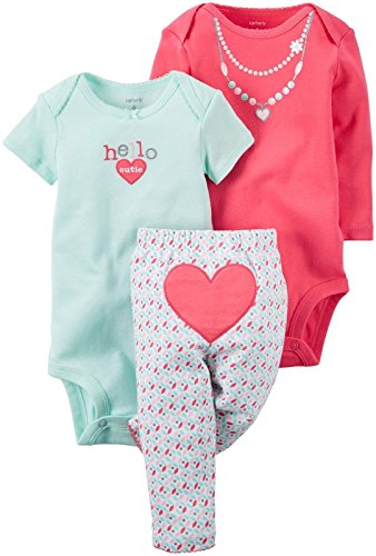 De Carter 3 piezas MIX 'n Match bebé/bebé niñas body y Pant Set Azul Heart
