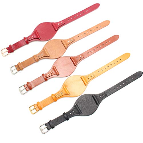 De Cuero de Cuero Correa de Reloj de 18mm de liberación rápida Reloj con Correa de liberación rápida Mat Bar Marrón Claro, 18mm Hebilla de la Plata