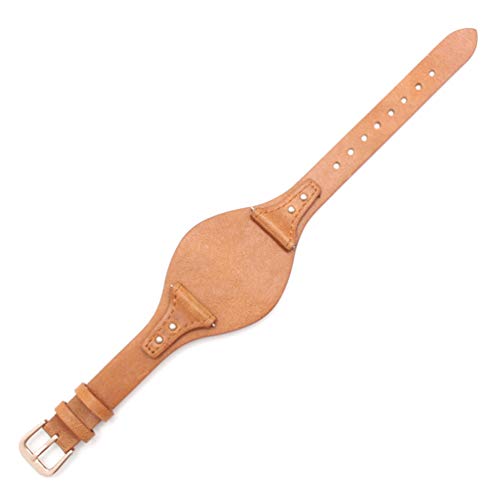 De Cuero de Cuero Correa de Reloj de 18mm de liberación rápida Reloj con Correa de liberación rápida Mat Bar Marrón Claro, 18mm Hebilla de la Plata