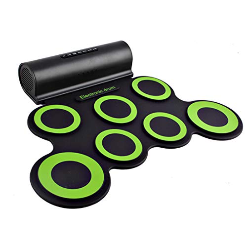 deAO Kit de Batería Electrónica con Modelo Plegable Portátil Conjunto Tapete Musical de Percusión Tambores, Platillos y Altavoces Incorporados Incluye Baquetas y Pedal