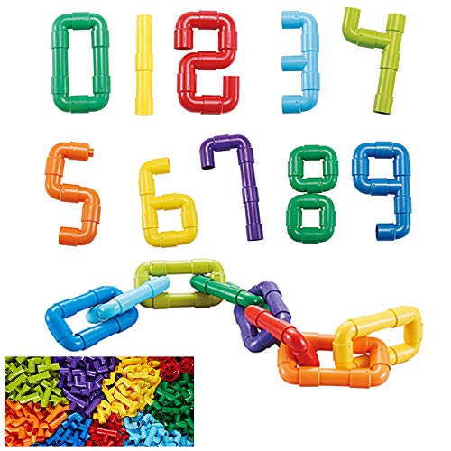 deAO Tubos de Construcción Tuberías de Juguete para el Aprendizaje y Actividades Creativas Infantiles Conjunto Stem de Formas Multicolores, Puzle 3D, Incluye 180 Piezas