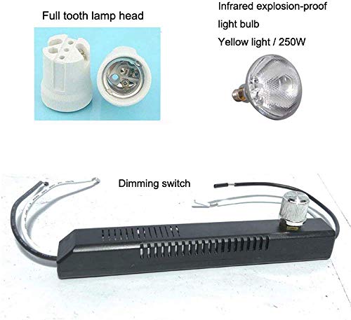 DEAR-JY Lámpara De Calor De Alimentos,Bombilla infrarroja a Prueba de explosiones,Plata lámpara Comercial de la preservación del Calor del Buffet,para hoteles y buffets,Yellowlightdimmerswitch
