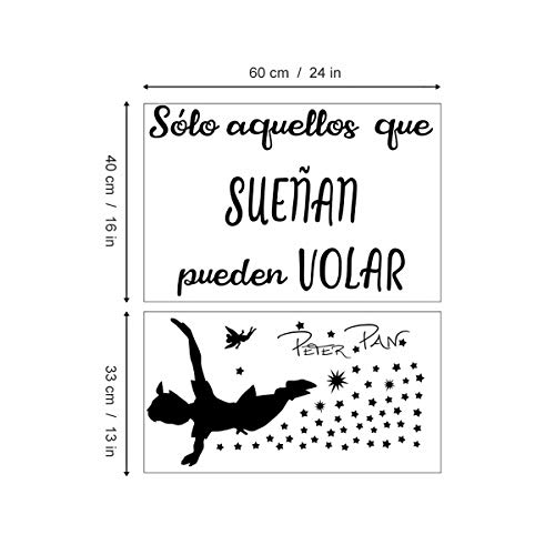decalmile Pegatinas de Pared Letras y Frases Sólo Aquellos Que SUEÑAN Pueden Volar Vinilos Decorativos Peter Pan Estrellas Adhesivos Pared Habitación Infantiles Niños Bebés Guardería