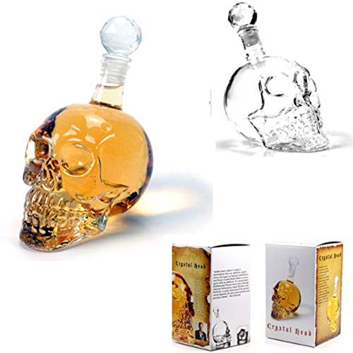 Decantador de cristal de calavera para vino, diseño transparente, botella de cristal de whisky, copas de vino 500ml+75ml