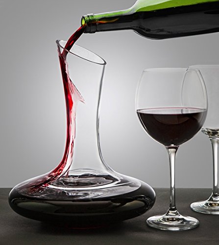 Decantador,GWCLEO Soplado a mano sin plomo cristalino aireador de vino, Crystal Pour Spout, jarra de vino tinto, vino, accesorios de vino, contiene 1800 ml de vino