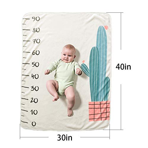 Decdeal - Manta para recién Nacido con diseño de hitos y Fondo con Tabla de Crecimiento mensual para niña y niño