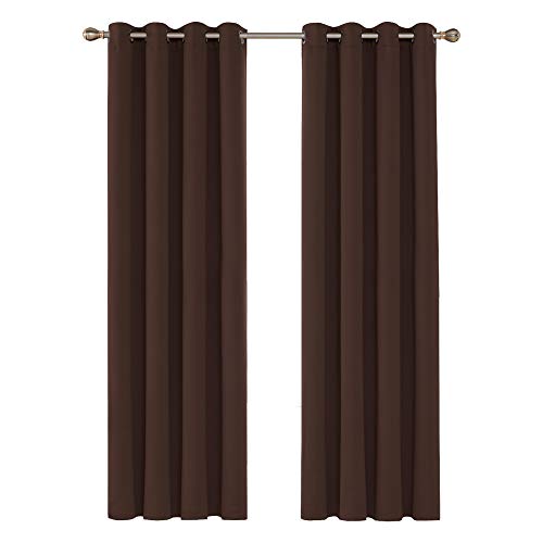 Deconovo Cortina para Habitación Opaca y Térmica Aislante de Color Liso con Ollados para Dormitorio 2 Piezas 135 x 240 cm Chocolate