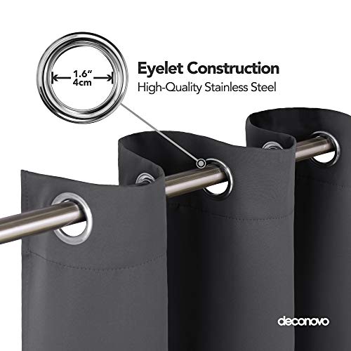 Deconovo Cortinas Salón Opacas Aislantes Termicas para Habitación de Color Liso con Ojales 2 Piezas 117 x 138 cm Gris Oscuro