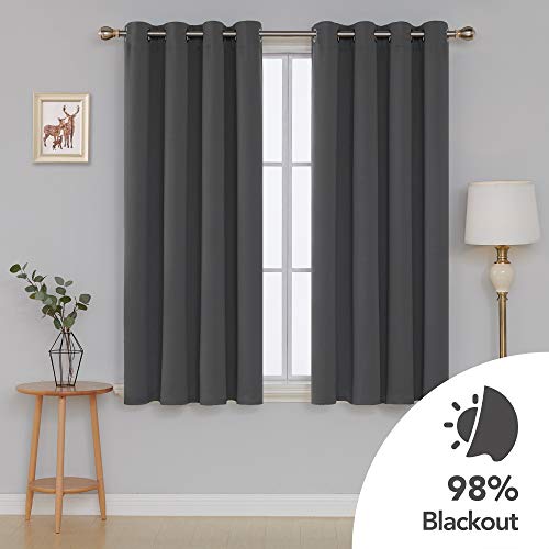 Deconovo Cortinas Salón Opacas Aislantes Termicas para Habitación de Color Liso con Ojales 2 Piezas 117 x 138 cm Gris Oscuro