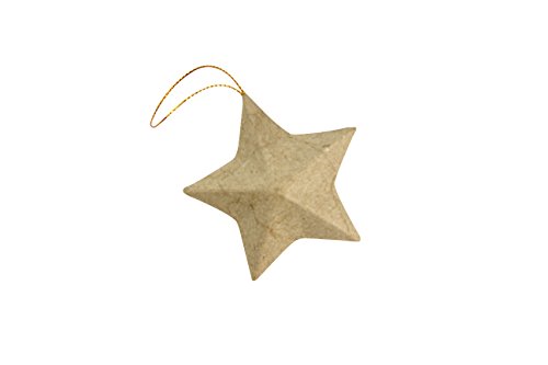 Decopatch NO009O Figura Decorativa con Forma de Estrella, 5 Unidades, Papel maché marrón