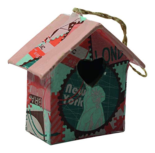 Decopatch para Colgar Papel maché diseño de Casas, 6 Unidades, marrón