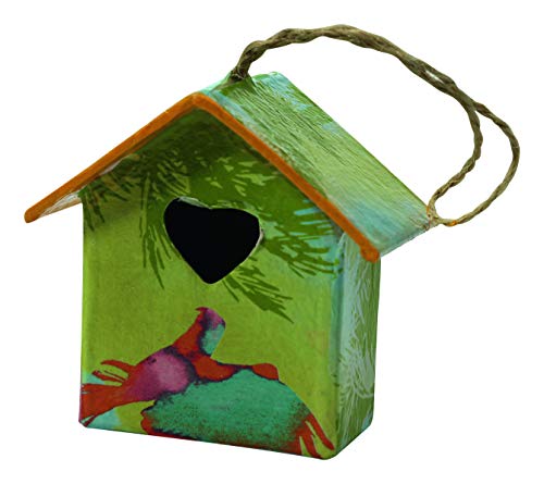 Decopatch para Colgar Papel maché diseño de Casas, 6 Unidades, marrón