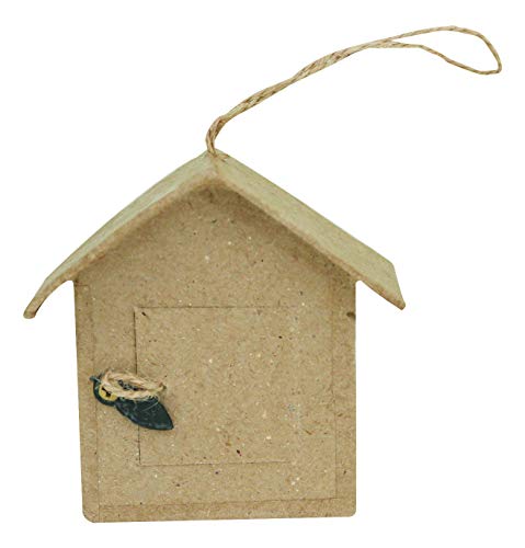 Decopatch para Colgar Papel maché diseño de Casas, 6 Unidades, marrón