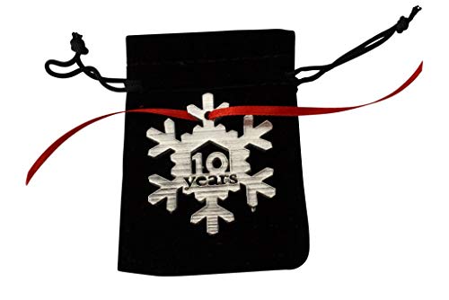Decoración colgante de árbol de Navidad de metal con diseño de copo de nieve de 10 años