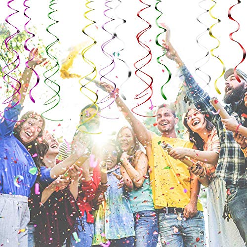 Decoración Colgante Remolinos 30pcs, Colgar Decoraciones de Remolino Adornos de Espirales Serpentinas Cumpleaños Fiesta para Decoraciones de Fiesta Bodas Fiestas de Cumpleaños Carnaval