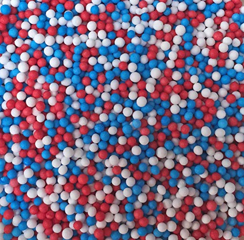 Decoración comestible para tartas, virutas de color rojo, blanco y azul (combinado Union Jack), cientos y miles (25 g)