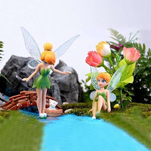 Decoración de casa de muñecas MATECam con 6 adornos diferentes en miniatura de hadas y flores para el jardín.