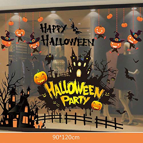 Decoraciones para ventanas de halloween pegatinas ajuste de jardín de infantes dibujos animados niños murciélago de calabaza pegatinas de pared