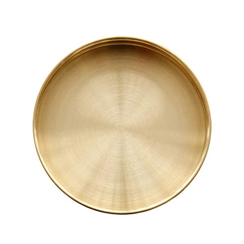 DEDC Bandeja Redonda de Acero Inoxidable Decorativa Dorada Exhibición Organizadora de Almacenamiento para Joyería, Maquillaje, Cocina Vajilla, Fruta (10)