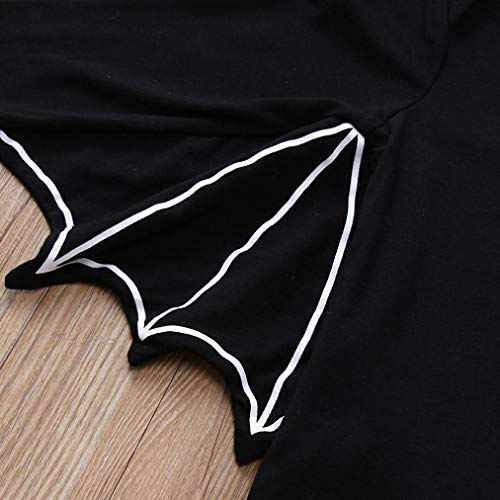 DEELIN Halloween Cosplay Bat Sleeve Romper + Cartoon Ear Hat NiñO ReciéN Nacido Baby Boy Girl Halloween Cosplay Traje Jumpsuit Hat Costume Negro (70, Negro)