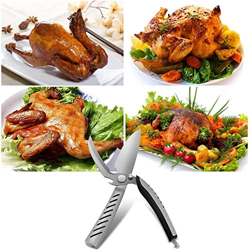 DEENOR – Tijeras de cocina multifunción, Premium Ultra material: de acero inoxidable de Sharp Cut Aves de Corral Hueso y carne, pescado y pollo tijeras. separable barbacoa cuchillo y abrebotellas.