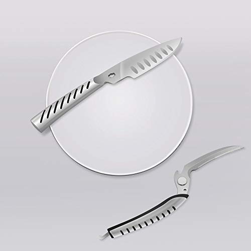 DEENOR – Tijeras de cocina multifunción, Premium Ultra material: de acero inoxidable de Sharp Cut Aves de Corral Hueso y carne, pescado y pollo tijeras. separable barbacoa cuchillo y abrebotellas.