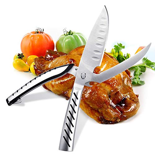 DEENOR – Tijeras de cocina multifunción, Premium Ultra material: de acero inoxidable de Sharp Cut Aves de Corral Hueso y carne, pescado y pollo tijeras. separable barbacoa cuchillo y abrebotellas.