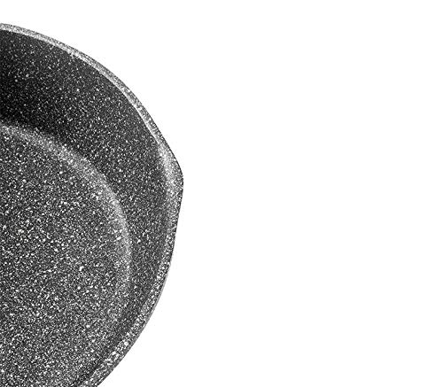Deep Frying Pan with Lid, 24cm, Durable Granite Stone Coated Skillet, with Baklite handle, Saute pan compatible with induction, all stove types