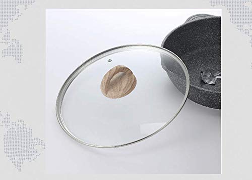 Deep Frying Pan with Lid, 24cm, Durable Granite Stone Coated Skillet, with Baklite handle, Saute pan compatible with induction, all stove types