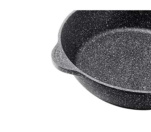 Deep Frying Pan with Lid, 24cm, Durable Granite Stone Coated Skillet, with Baklite handle, Saute pan compatible with induction, all stove types
