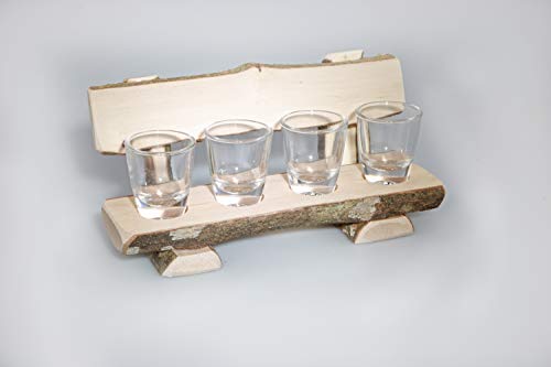 Deggelbam - Banco de madera con vasos de chupito, vasos de chupito, regalo personalizado con el texto deseado