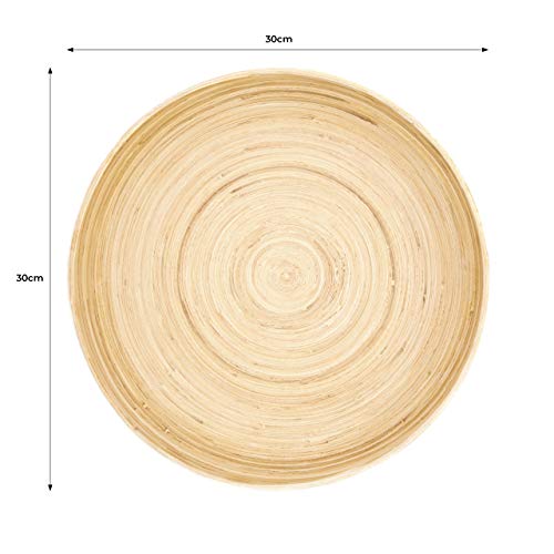 Dehaus® Gran Frutero de Cocina de Bambú Hecho a Mano de 30 cm, Ensaladera Elegante, Cuenco de Madera para Servir Ensaladas, Moderna Cesta de Madera para el Pan, Bol Grande Redondo (Verde Salvia)