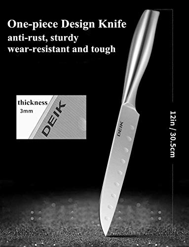 Deik - Juego de cuchillos de cocina de 3 piezas con cuchillo de chef, cuchillo Santoku, cuchillo de pan, acero inoxidable alemán de alto contenido de carbono
