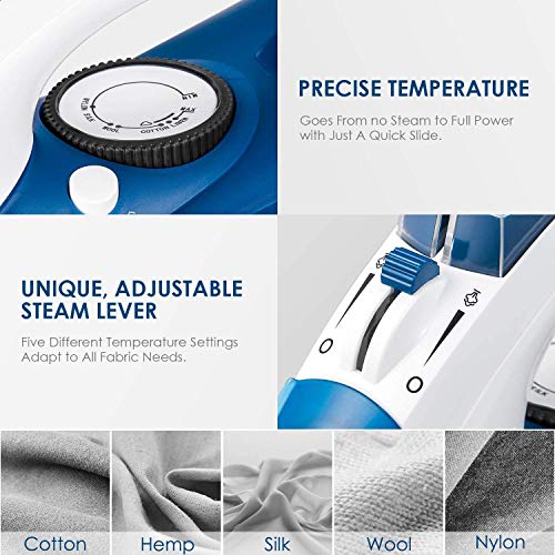 Deik Plancha Ropa, Plancha de Vapor 2200W con Anti-Escala, Choque de Vapor y Vapor Vertical 140g/min, Revestimiento NanoCerámica Coat, Anti Goteo, Auto Limpieza,5 Modos de Control de Temperatur, 330ml