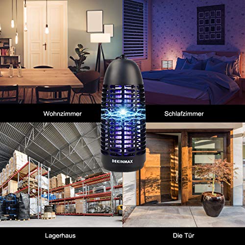 DEKINMAX Lámpara Antimosquitos Mata Mosquitos Electrico Trampa Insectos 6W UV Lámpara Anti Mosquitos contra Mosquitos, Moscas, Polillas para Uso Interiores