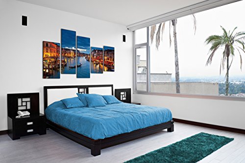 DekoArte 116 - Cuadros Modernos Impresión de Imagen Artística Digitalizada | Lienzo Decorativo para Tu Salón o Dormitorio | Estilo Ciudades Venecia Gran Canal Italia | 5 Piezas 150 x 100 cm