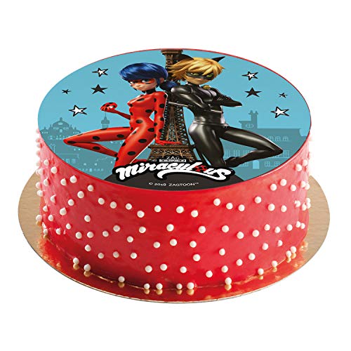 Dekora- Disco Comestible para Decoración de Tartas de Cumpleaños de Miraculous Ladybug-16 cm (231330)