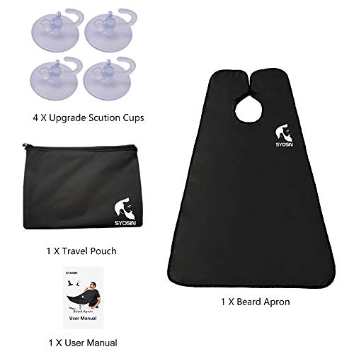 Delantal de Barba para Afeitar y Recortar con 4 Ventosa y Delantal Impermeable Ajustable para Barba, Barba Delantal Perfecto para Hombres(Patentar)