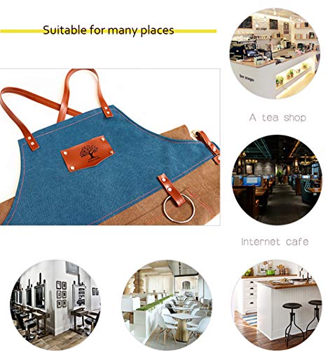 Delantal de Cocina Unisex para Restaurante, de Tela Vaquera, para Barbacoa, Barman o Uniforme de Trabajo, sin Mangas, de Cortex