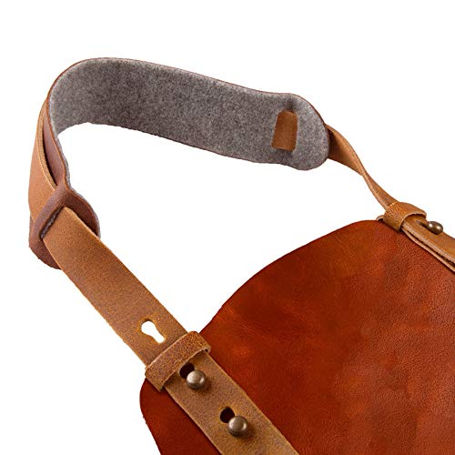 Delantal de Cuero - Personaliza un Delantal para Barbacoa con Nombre, Texto, Diferentes Diseños y Tipos de Letras, Delantal Hecho en Cuero Genuino de Búfalo con Banda Totalmente Ajustable (Marrón)