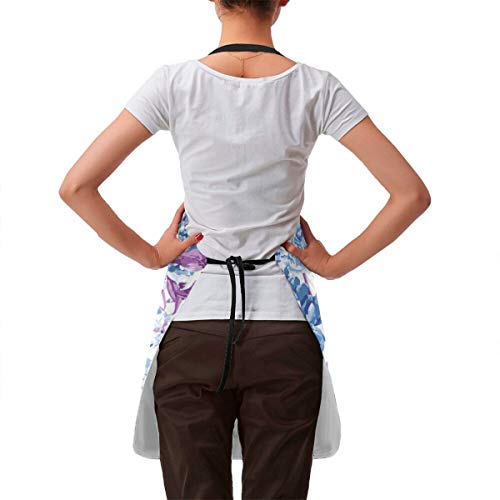 Delantal impermeable con diseño de peonías rosas, ajustable, resistente a las gotas de agua, para cocinar, para mujeres, hombres y chef