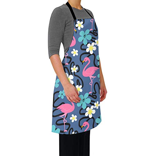 Delantal impermeable de verano con diseño de flamenco, ajustable, resistente a las gotas de agua, para cocinar, para mujeres, hombres y chef