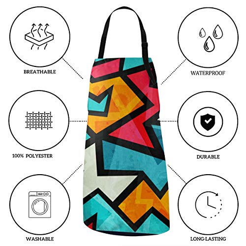 Delantal impermeable LEPO'S con patrón geométrico sin costuras, ajustable, resistente a las gotas de agua, para cocinar, para mujeres, hombres y chef