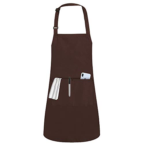Delantales Cocina Adulto Ajustable Delantal con 2 Bolsillos Resistente a la Gota de Agua Hornear Jardín Restaurante BBQ Chef Apron para Mujer Hombre